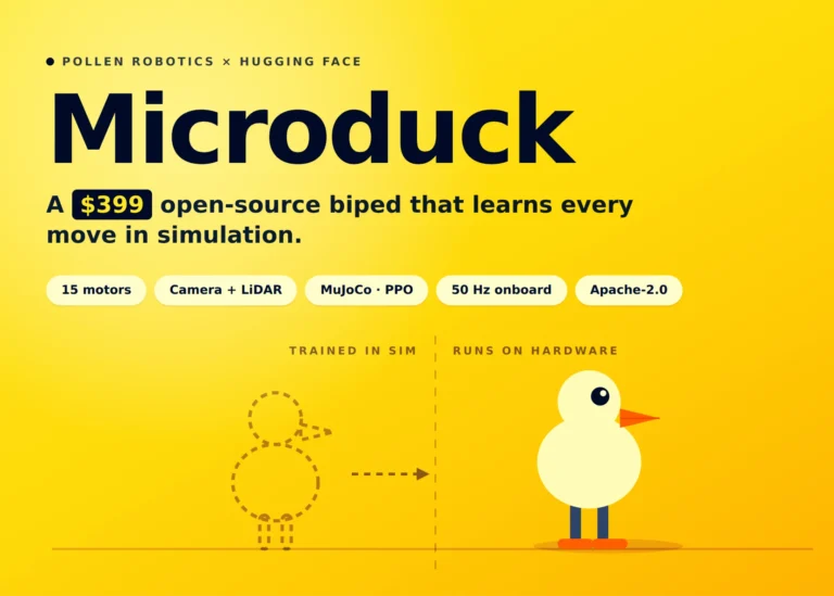 Hugging Face lança Microduck, robô bípede de código aberto com IA por R$ 2 mil